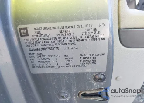 2006 Chevrolet Hhr Lt z USA, uszkodzony, nr VIN 3GNDA23D06S652778